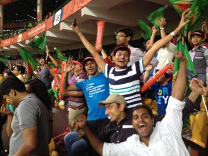 Bangalore Team watching cricket teams spar